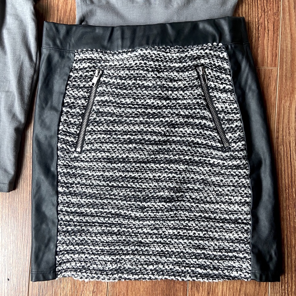 Faux leather and knit mini.